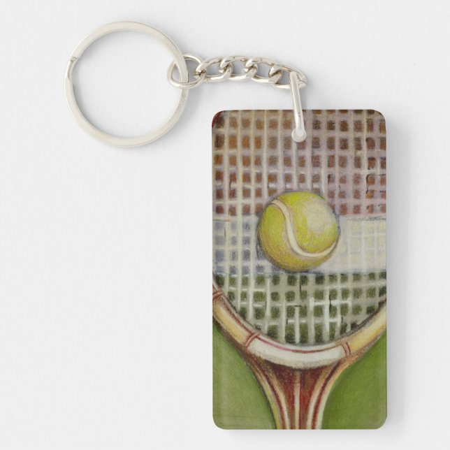 Tennis Racket med Boll Luting på Court (Framsidan)