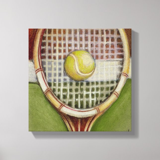 Tennis Racket med Boll Luting på Court Canvastryck (Framsida)
