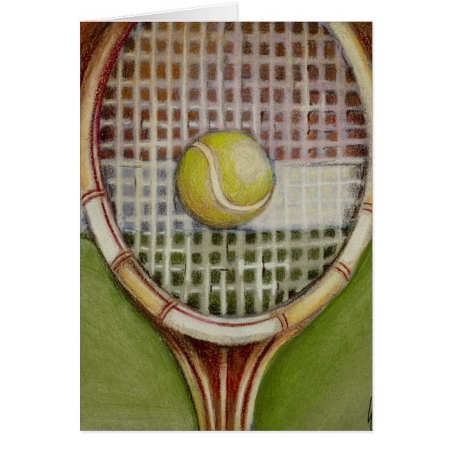 Tennis Racket med Boll Luting på Court Hälsningskort (Framsidan)