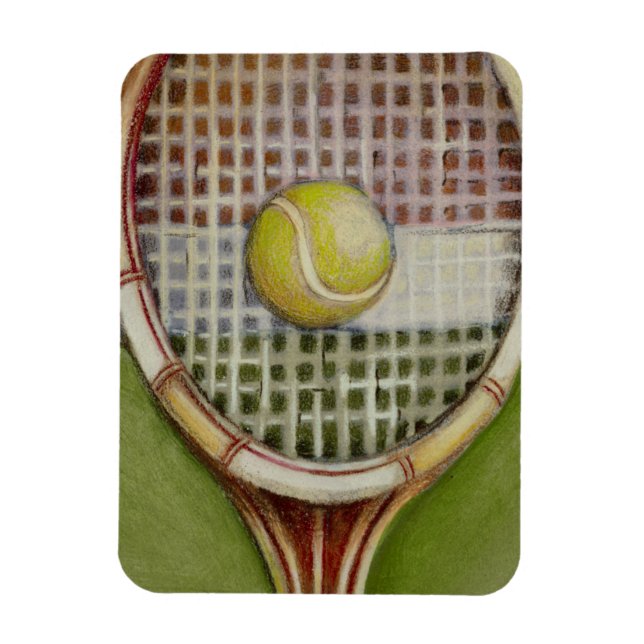 Tennis Racket med Boll Luting på Court Magnet (Vertikal)