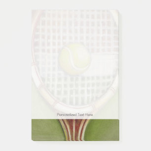 Tennis Racket med Boll Lutning vid domstolen Post-it Block