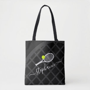 Tennis Racket Monogram Black White Sports Tygkasse