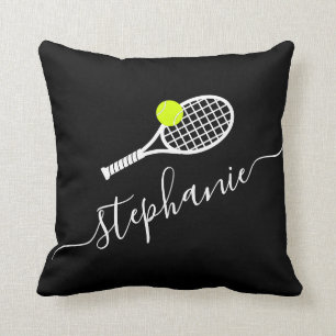 Tennis Racket Monogram Namn Dekorativ kudde