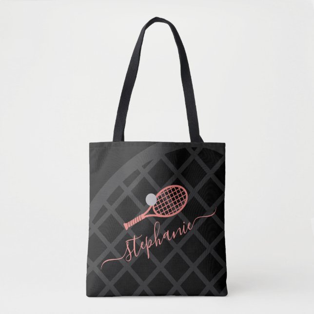 Tennis Racket Monogram Rosa Black Sports Tygkasse (Framsida)