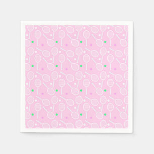 Tennis Racket Mönster Pastel Rosa Pappersservett