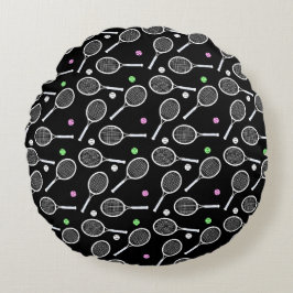 Tennis Racket Mönster Rund Kudde