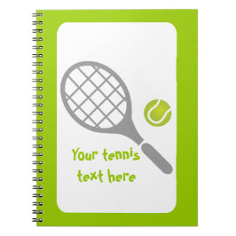 Tennis racket och boll anpassningsbar anteckningsbok med spiral