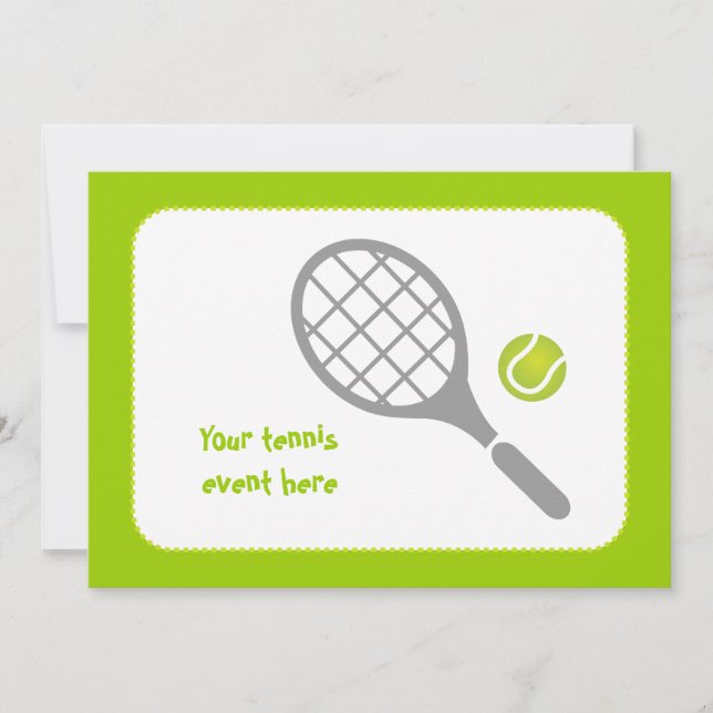 Tennis racket och boll anpassningsbar inbjudningar (Framsida)