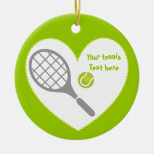 Tennis racket och boll anpassningsbar julgransprydnad keramik