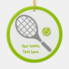 Tennis racket och boll anpassningsbar julgransprydnad keramik