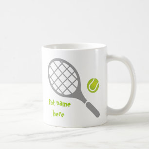 Tennis racket och boll anpassningsbar kaffemugg