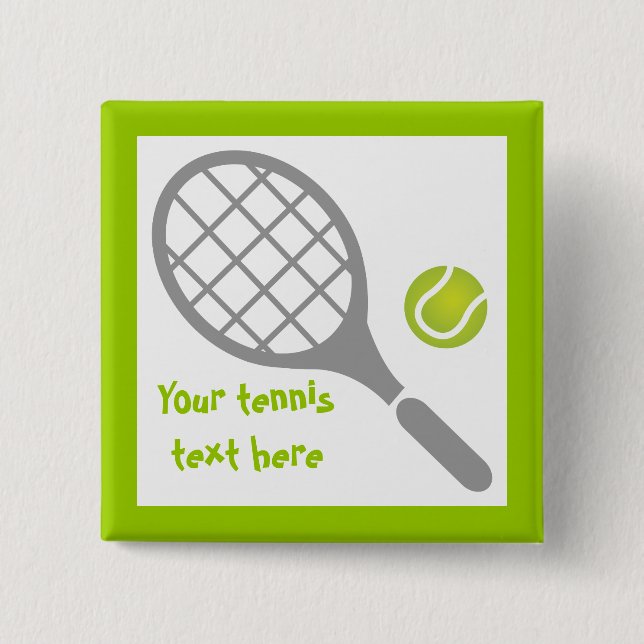 Tennis racket och boll anpassningsbar knapp (Framsida)