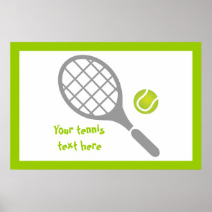 Tennis racket och boll anpassningsbar poster