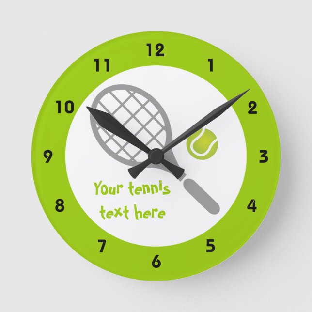 Tennis racket och boll anpassningsbar rund klocka (Framsida)