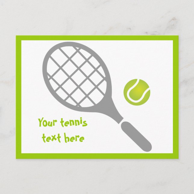 Tennis racket och boll anpassningsbar vykort (Framsida)