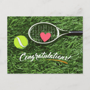 Tennis racket och boll med kärlek grattisar vykort