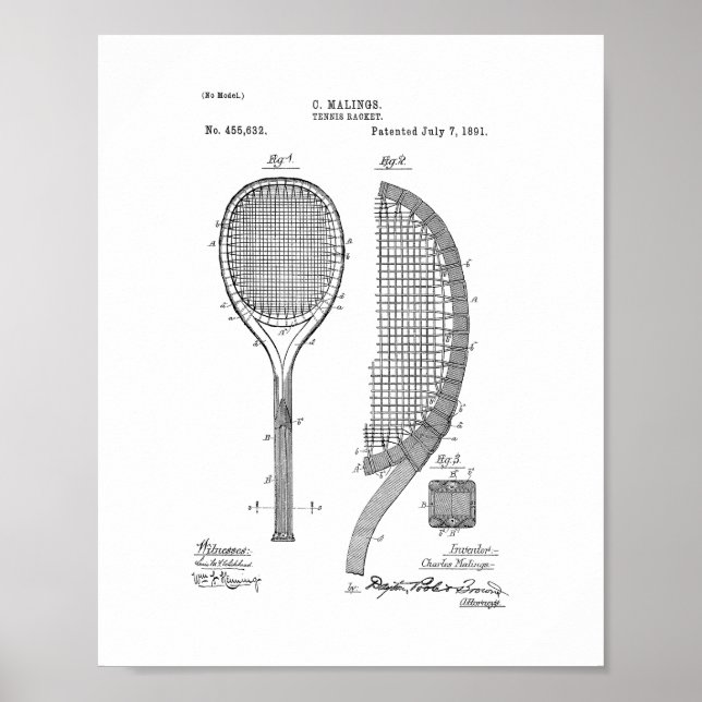 Tennis Racket Patent Poster (Framsidan)