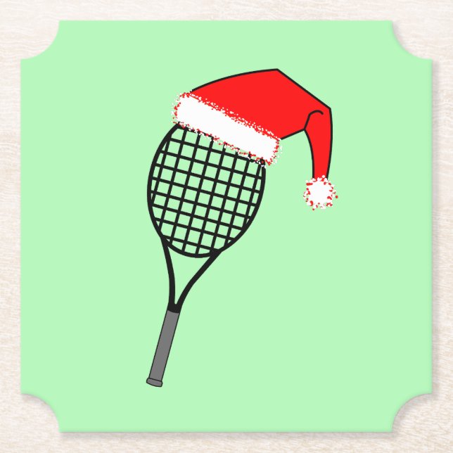 Tennis Racket Santa Hat Underlägg Papper (Framsida)