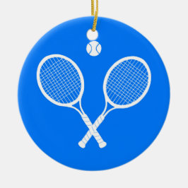 Tennis Rackets Blue Background Julgransprydnad Keramik
