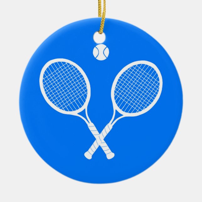 Tennis Rackets Blue Background Julgransprydnad Keramik (Framsidan)