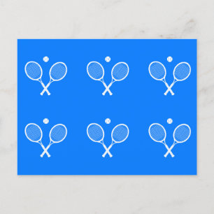 Tennis Rackets Blue Background Vykort