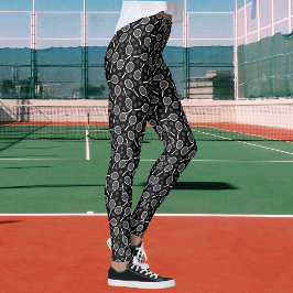 Tennis Rackets & Bollar Grått Sports Mönster Women Leggings