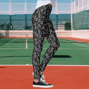 Tennis Rackets & Bollar Grått Sports Mönster Women Leggings