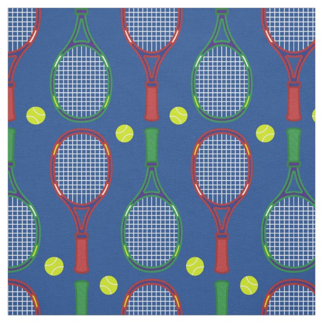 Tennis Rackets & Bollar Mönster Tyg (Provkarta)