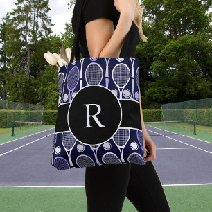 Tennis Rackets & Bollar Team Namn Monogram Lila Tygkasse
