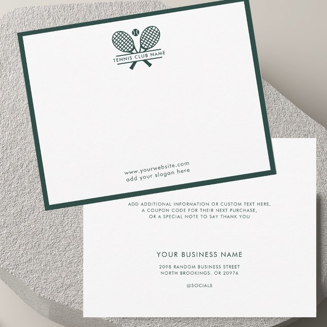 Tennis Rackets Icon Klubb Namn Grönt Gräns Tack Kort (Tennis Rackets Icon Club Name Green Borders Thank You Card)