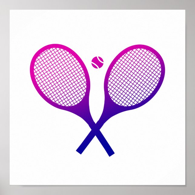 Tennis Rackets Magenta till Lila Ombre Poster (Framsidan)