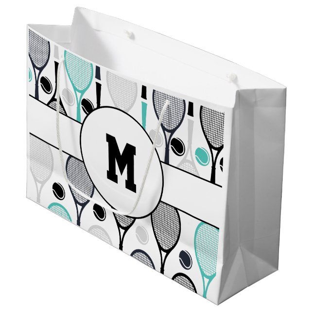 Tennis Rackets Monogram Initial Grönt Black Sports (Framsidan Vinklad)