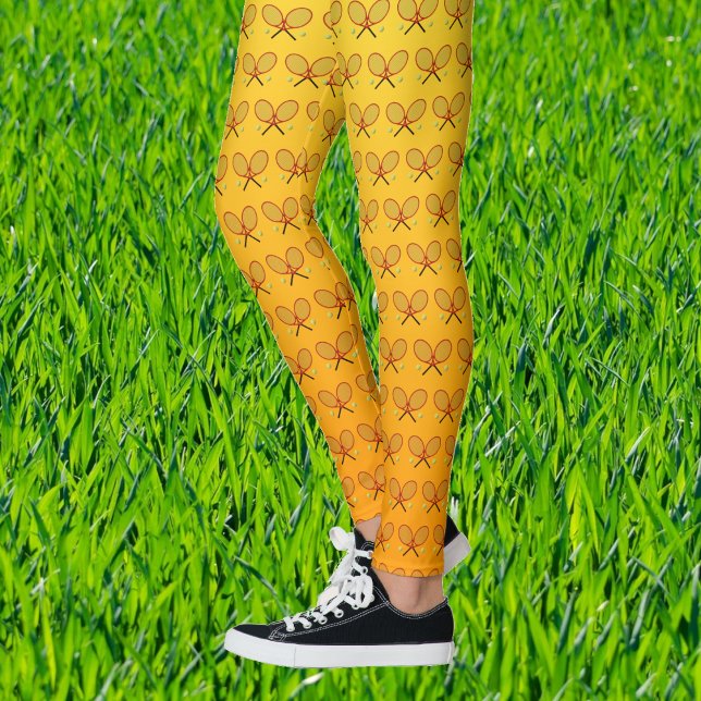 Tennis rackets mönster orange gult sporty leggings (Skapare uppladdad)
