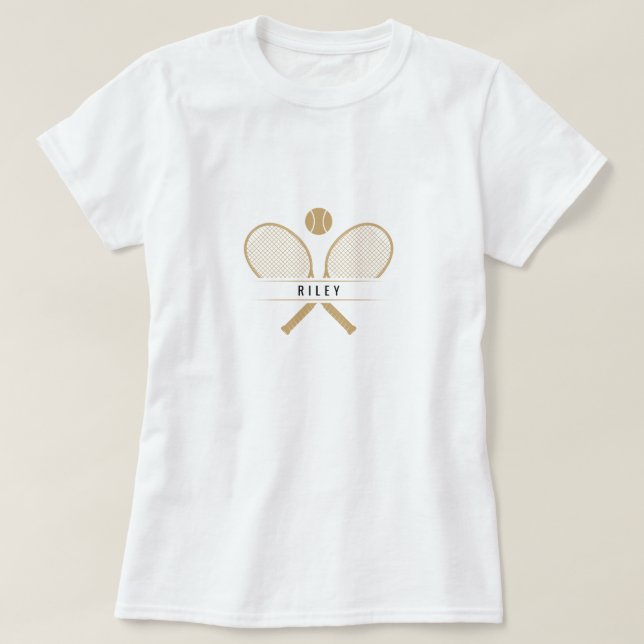 Tennis Rackets & Namn Personlig Tennis T Shirt (Design framsida)