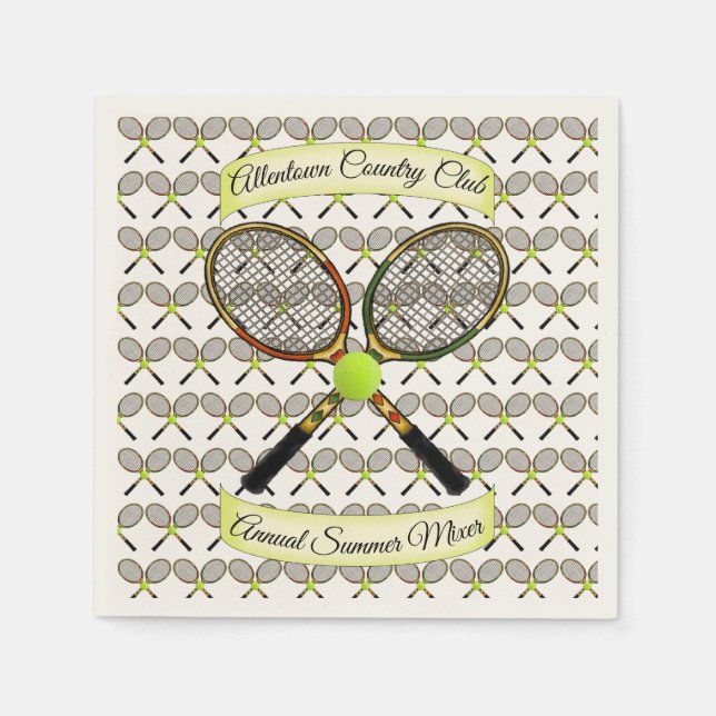 Tennis Rackets Napkins Pappersservett (Framsidan)