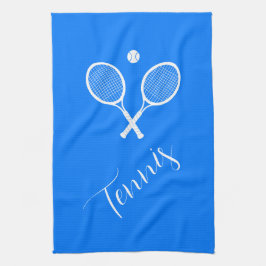 Tennis Rackets och Boll Blue Kökshandduk