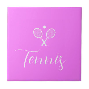 Tennis Rackets och Boll Deep Rosa Kakelplatta