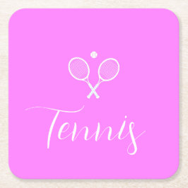 Tennis Rackets och Boll Deep Rosa Underlägg Papper Kvadrat