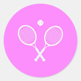 Tennis Rackets och Boll Party Rosa Runt Klistermärke