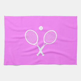 Tennis Rackets och Boll Rosa Hälsa Kökshandduk