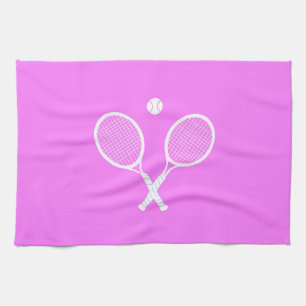 Tennis Rackets och Boll Rosa Hälsa Kökshandduk