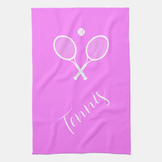 Tennis Rackets och Boll Rosa Kökshandduk (Vertikal)