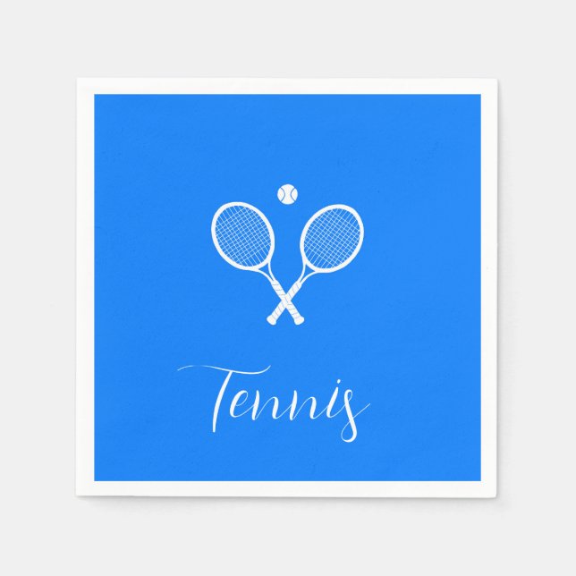 Tennis Rackets och Boll Ultramarine Blue Pappersservett (Framsidan)