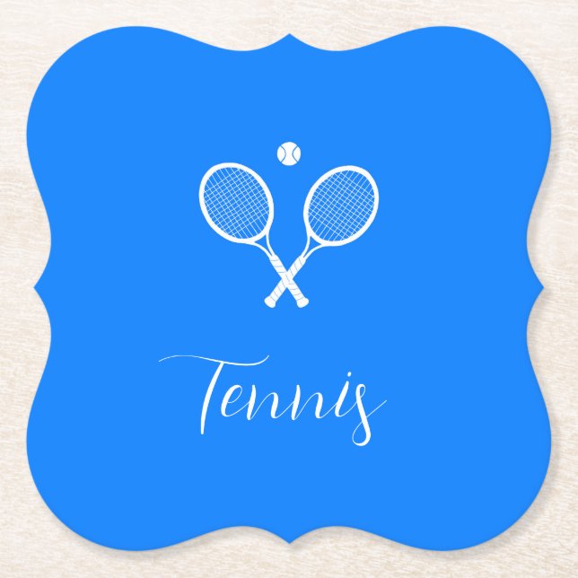 Tennis Rackets och Boll Ultramarine Blue Underlägg Papper (Framsida)