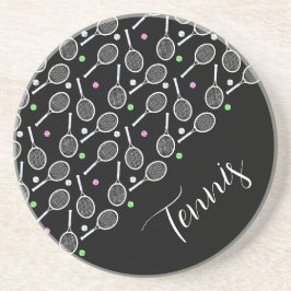 Tennis Rackets och Bollar Black Extravagant Underlägg