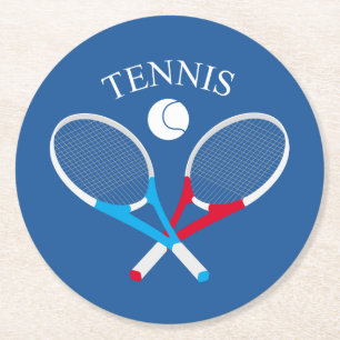 Tennis rackets och tennis boll underlägg papper rund