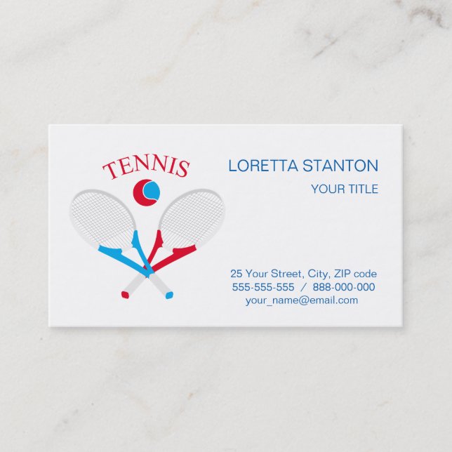 Tennis rackets och tennis boll visitkort (Framsida)
