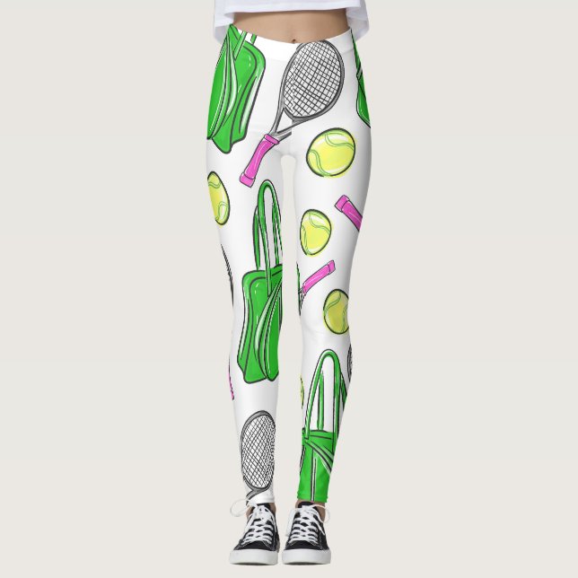 Tennis Racquet Bag Bollar Preppy Leggings (Framsida)