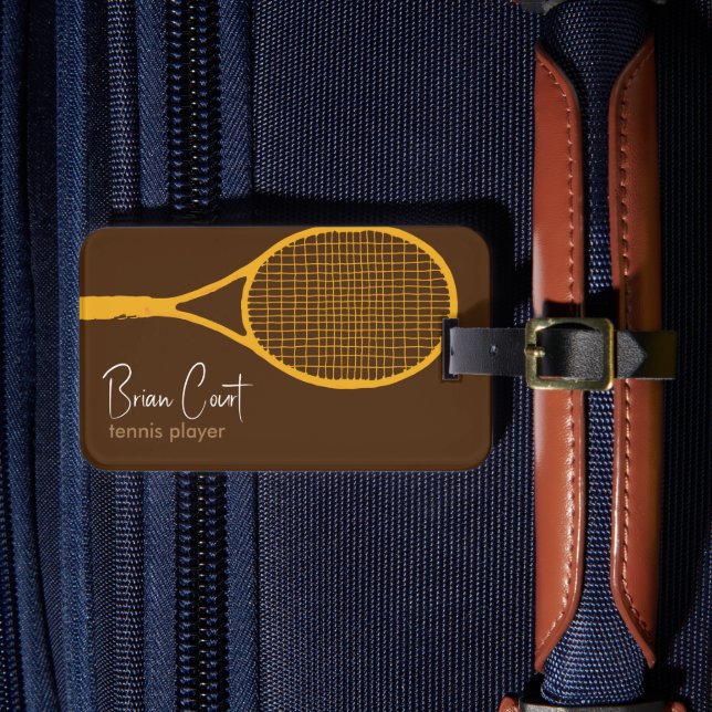 Tennis Racquet Personlig Brown Luggage Tag Bagagebricka (Framsida Insitu 4)