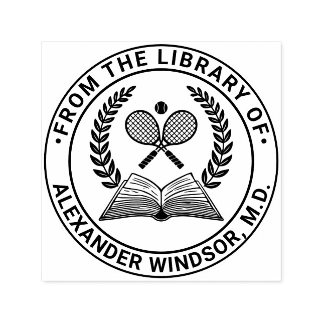 Tennis Racquets Bok Wand #1LR Bok Namn Självfärgande Stämpel (Design)